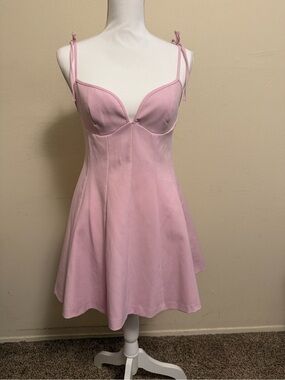ZARA Pink Tie-Shoulder Satin Fit & Flare Slip Dress NWT